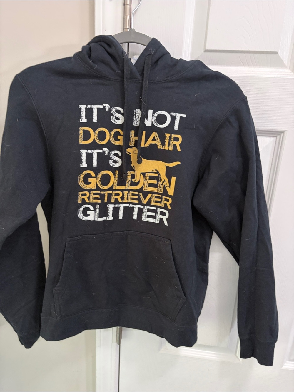 Black Pullover Hoodie with Gold Retriever Graphic